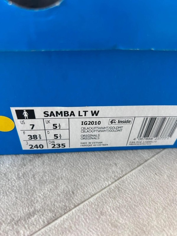 Adidas samba LT core black white gold 2