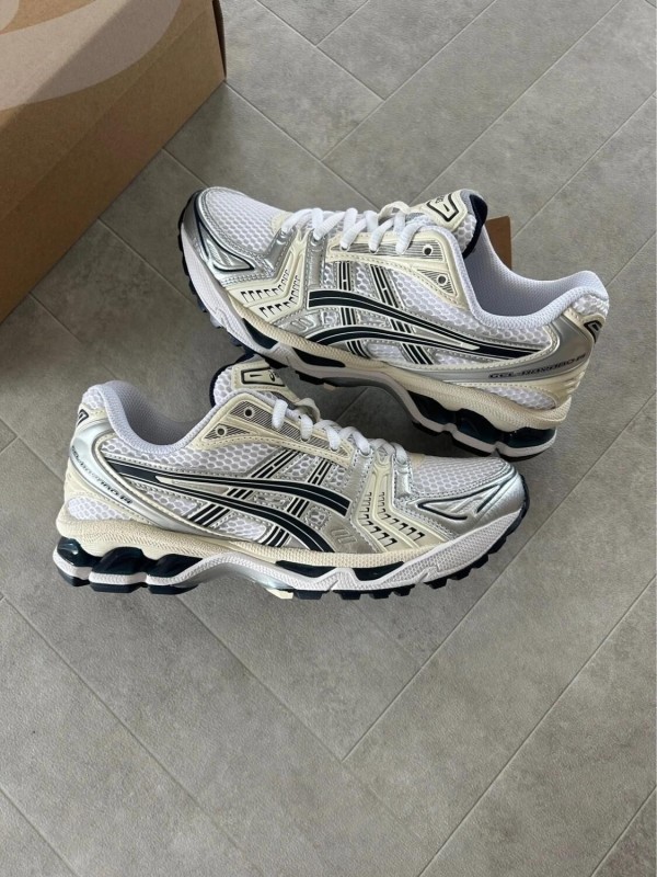 Asics gel kayano 14 white cream midnight navy blue silver