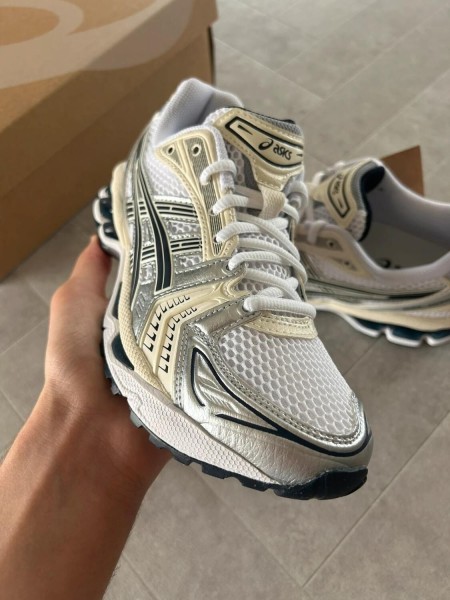 Asics gel kayano 14 white cream midnight navy blue silver