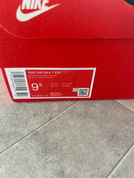 Nike air max 1 essential black pure platinum white grey - 43