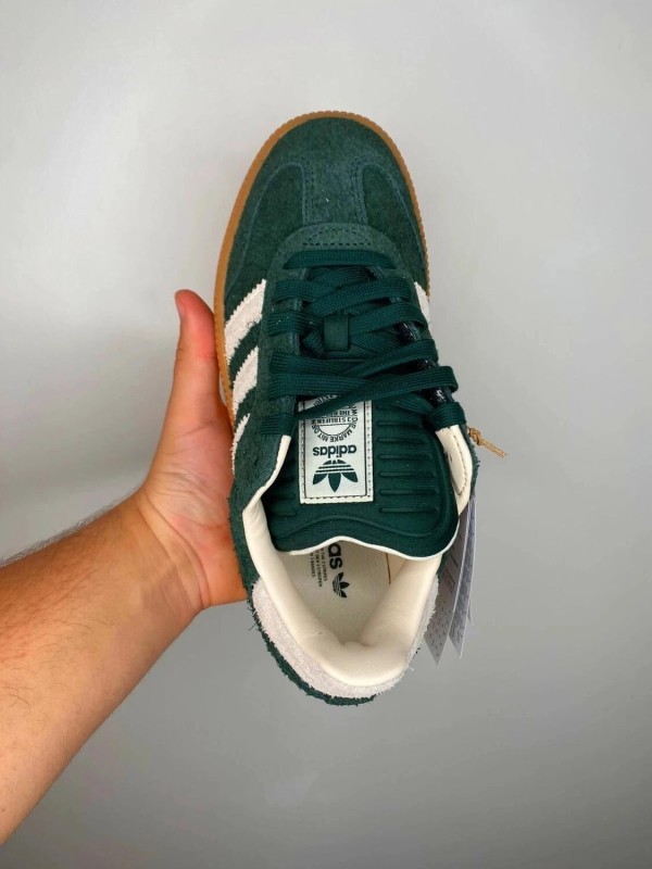 Adidas originals samba xlg trainers in dark green and white 2