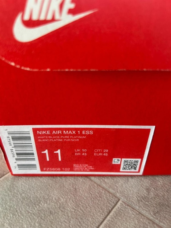 Nike air max 1 essential black pure platinum white grey 2