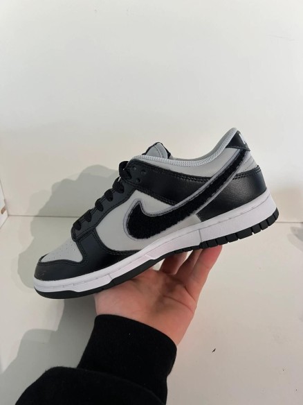 Nike dunk low chenille swoosh black grey