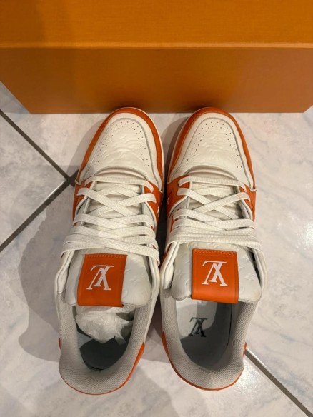 Louis Vuitton LV Trainer Signature 54 Orange Blanche taille 9 44-44,5