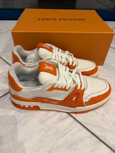 Louis Vuitton LV Trainer Signature 54 Orange Blanche taille 9 44-44,5
