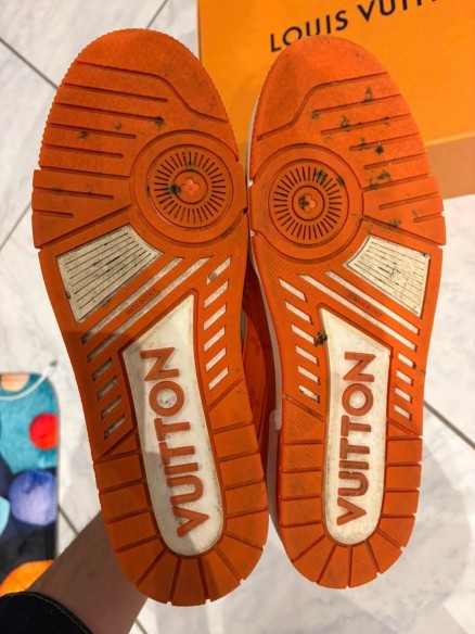 Louis Vuitton LV Trainer Signature 54 Orange Blanche taille 9 44-44,5