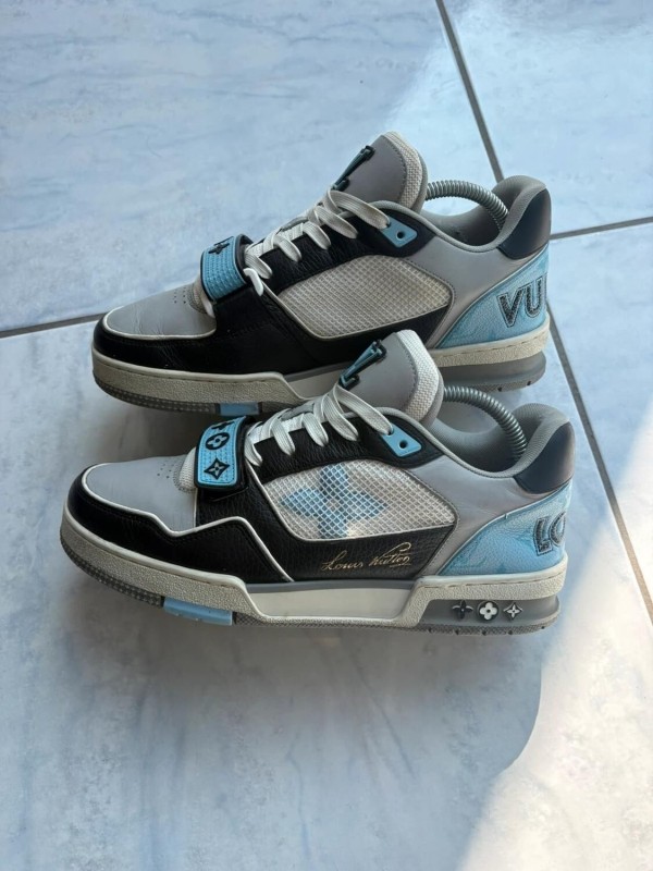 Louis Vuitton LV Trainer virgil abloh velcro gris noir bleu clair taille 6,5 41