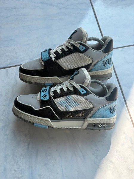 Louis Vuitton LV Trainer virgil abloh velcro gris noir bleu clair taille 6,5 41