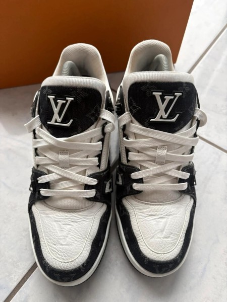 Louis vuitton lv trainer denim noir blanc taille 6 40-41
