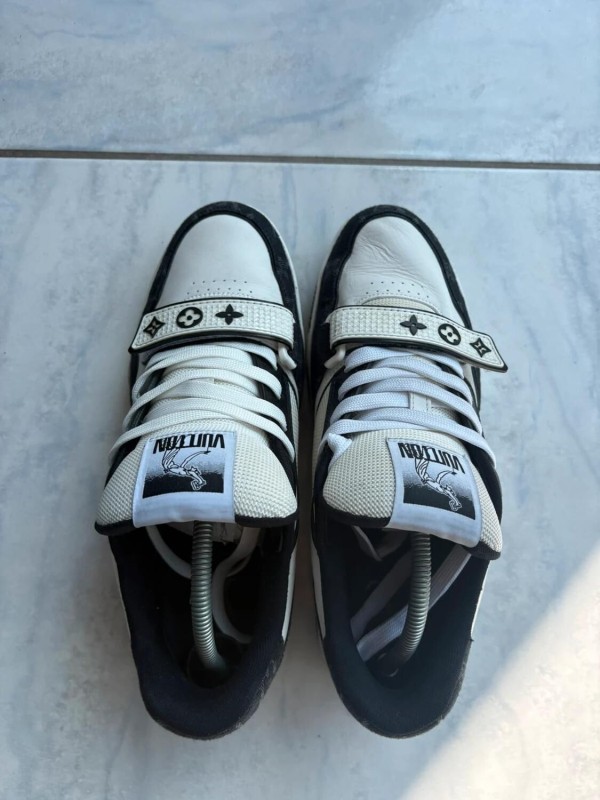 Louis vuitton lv trainer denim scratch velcro virgil abloh noir blanc taille 7 42-42,5 2
