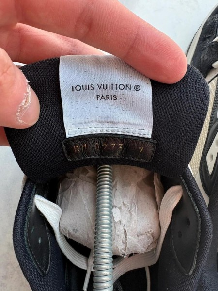 Louis vuitton lv trainer denim scratch velcro virgil abloh noir blanc taille 7 42-42,5