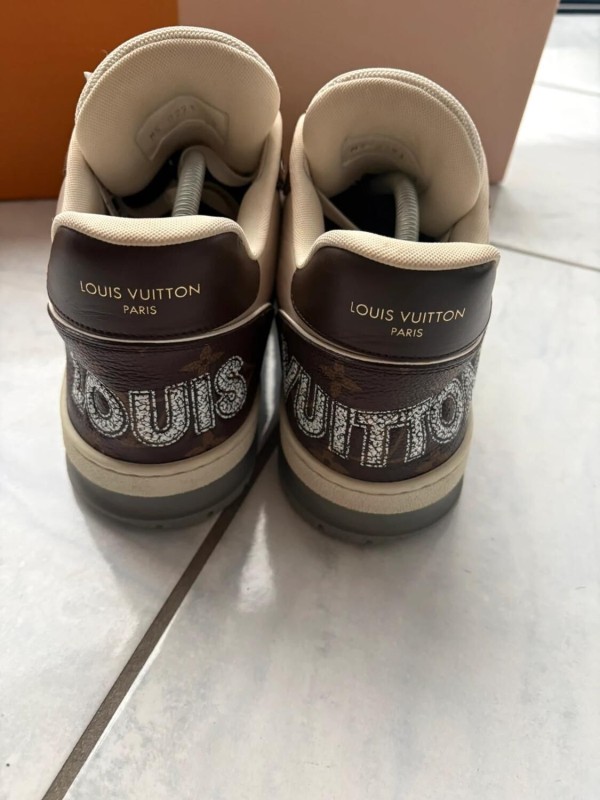 Louis vuitton lv trainer scratch velcro virgil abloh marron brown cream taille 9 44-44,5 2