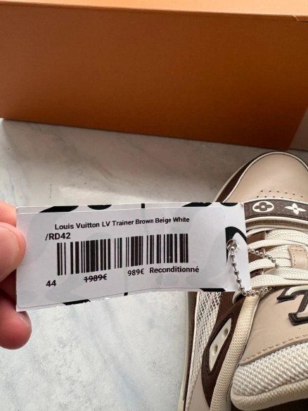 Louis vuitton lv trainer scratch velcro virgil abloh marron brown cream taille 9 44-44,5