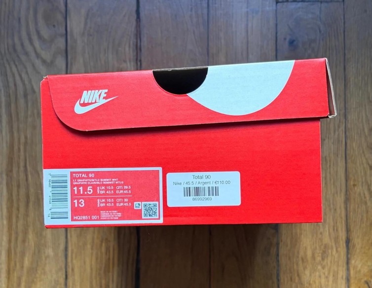 Nike total 90 3 foot football futsal graphite grey white blanc gris 45,5