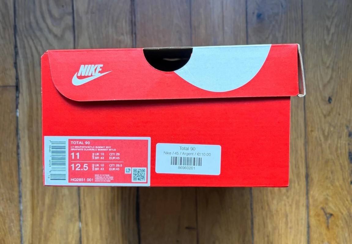 Nike total 90 3 foot football futsal graphite grey white blanc gris 45 2