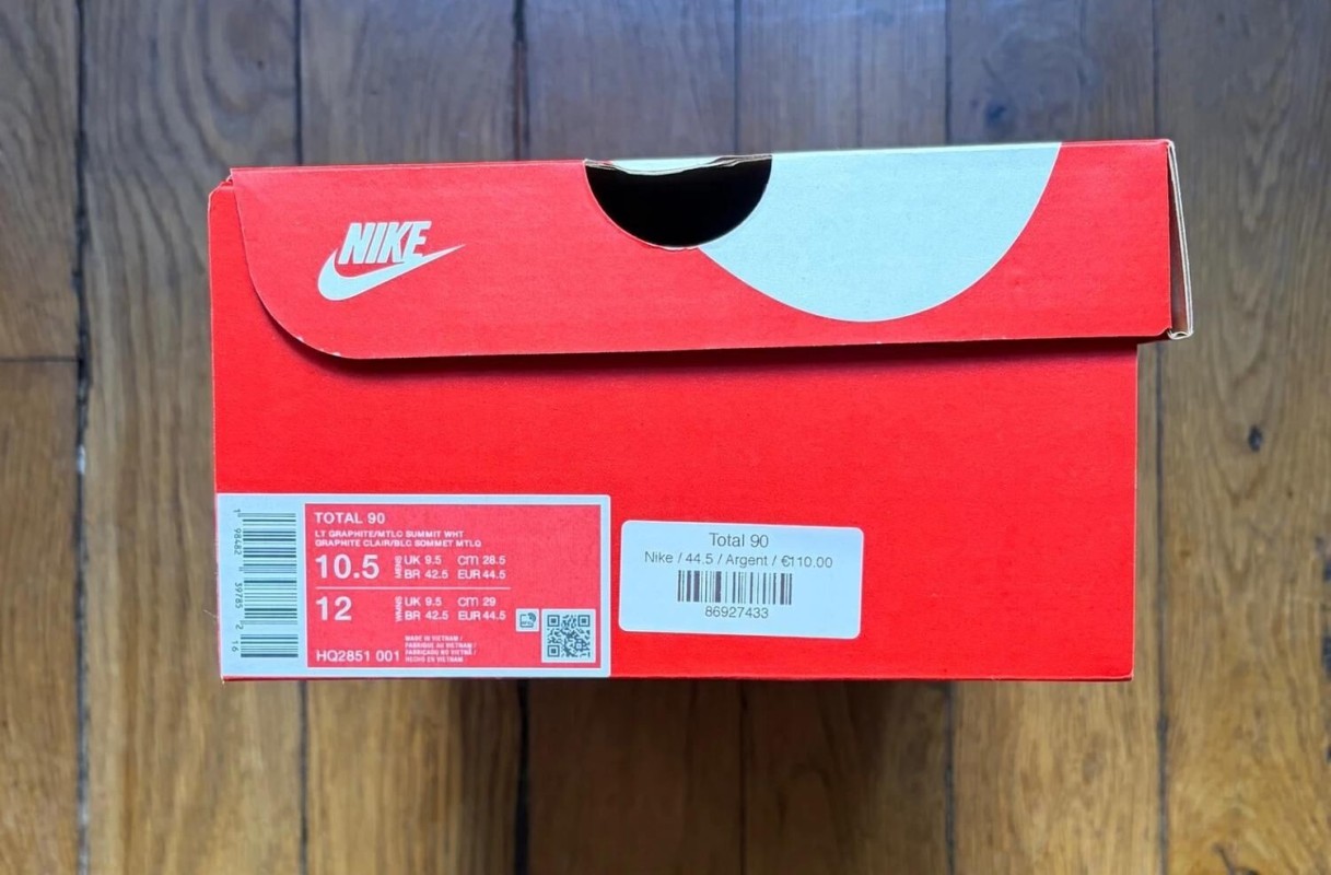 Nike total 90 3 foot football futsal graphite grey white blanc gris 44,5 2