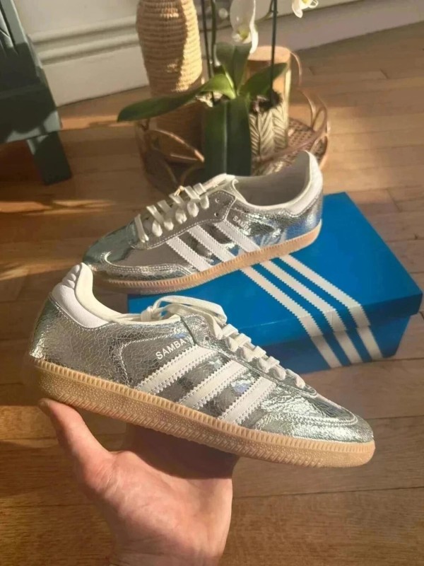 adidas samba og silver metallic cracked 39