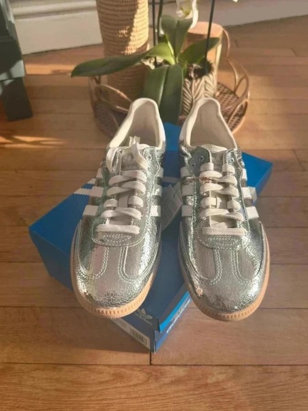 adidas samba og silver metallic cracked 39