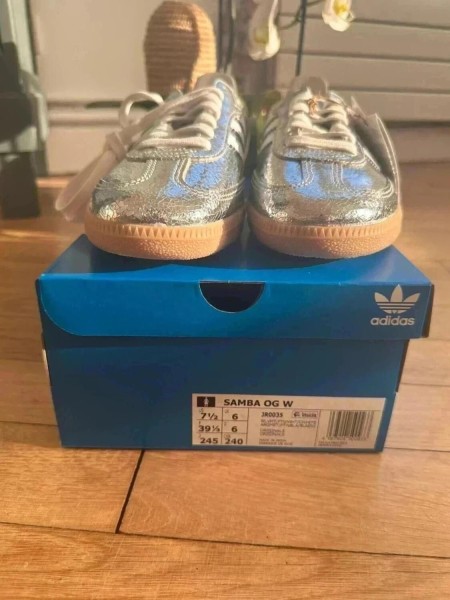 adidas samba og silver metallic cracked 39