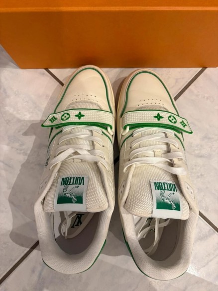 Louis Vuitton lv trainer scratch velcro virgil abloh verte blanche taille 9 44-44,5