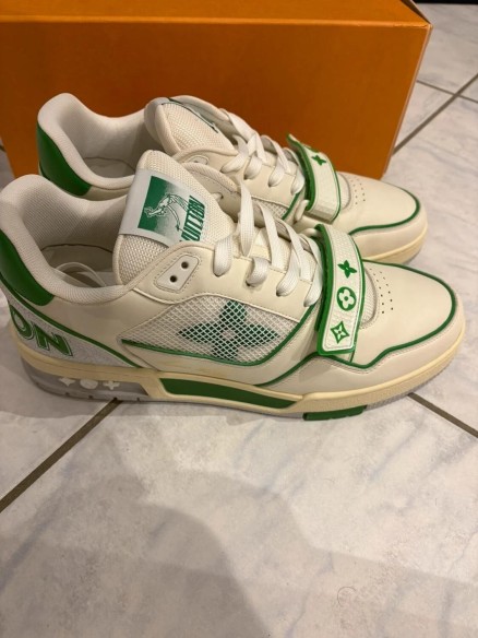 Louis Vuitton lv trainer scratch velcro virgil abloh verte blanche taille 9 44-44,5