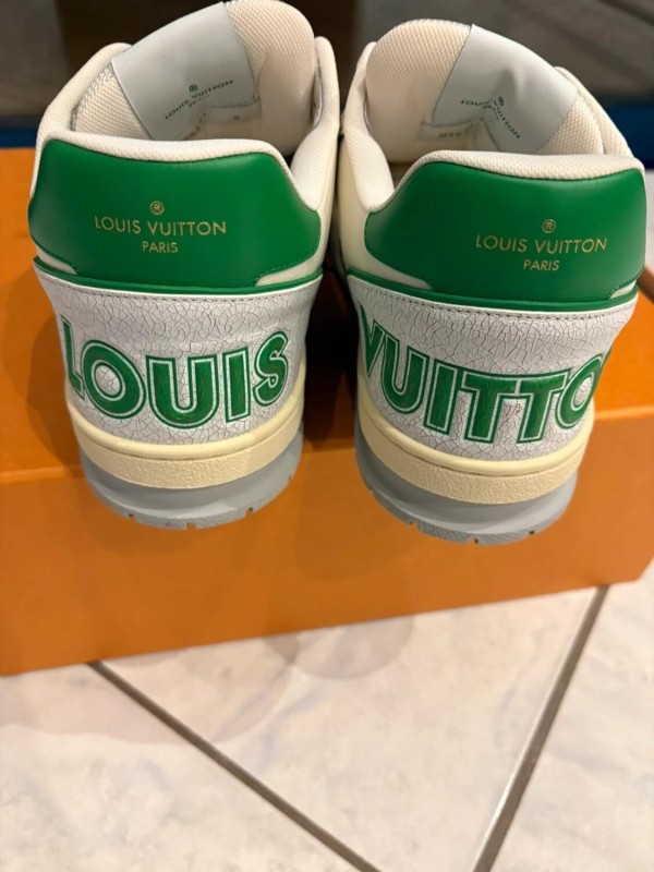 Louis Vuitton lv trainer scratch velcro virgil abloh verte blanche taille 9 44-44,5 2