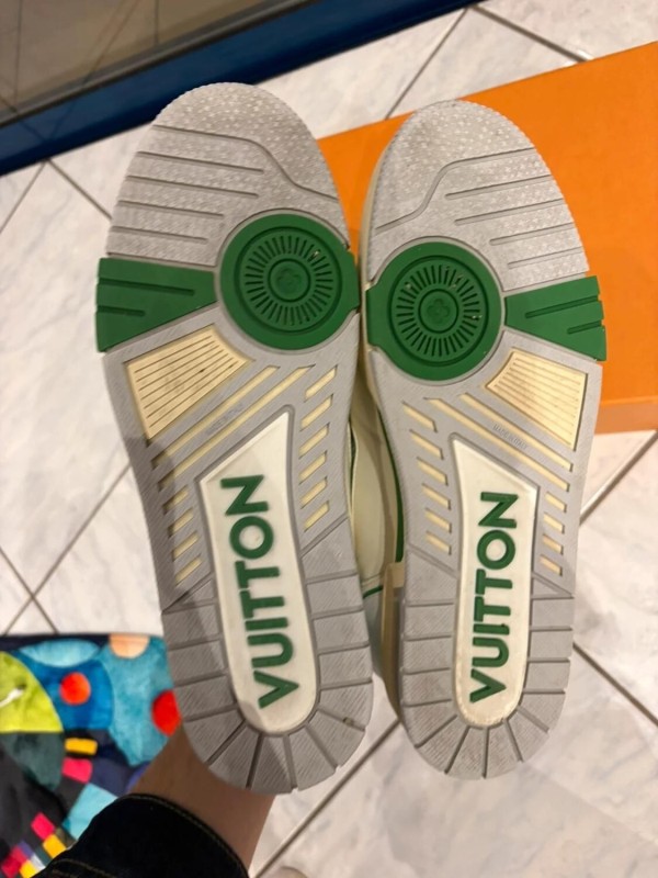 Louis Vuitton lv trainer scratch velcro virgil abloh verte blanche taille 9 44-44,5 2