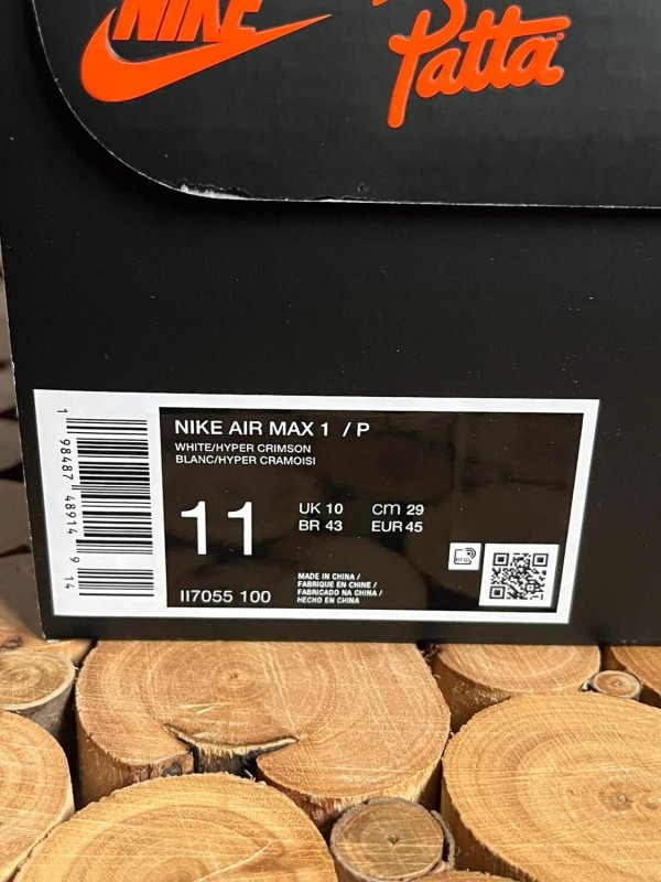 Nike air max 1 x Patta White hyper crimson pure platinum neuve taille 45 2