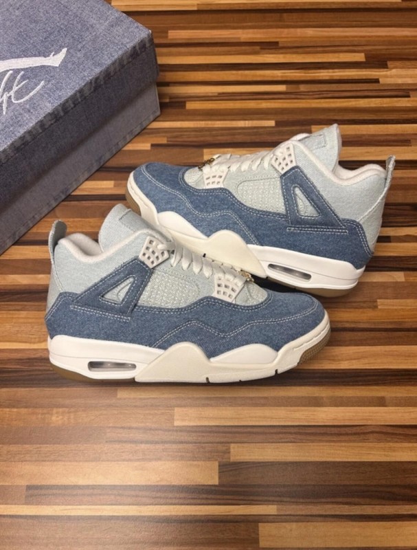 Nike Jordan 4 air retro jean white denim sail light brown blue tex