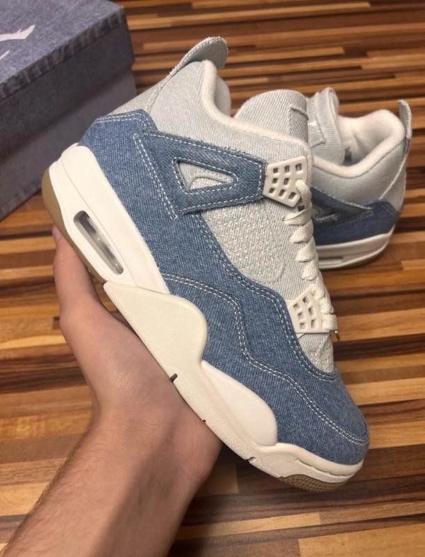 Nike Jordan 4 air retro jean white denim sail light brown blue tex 2