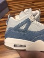 Nike Jordan 4 air retro jean white denim sail light brown blue tex
