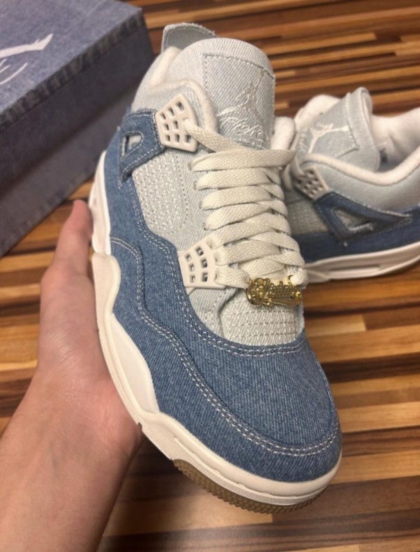 Nike Jordan 4 air retro jean white denim sail light brown blue tex 2