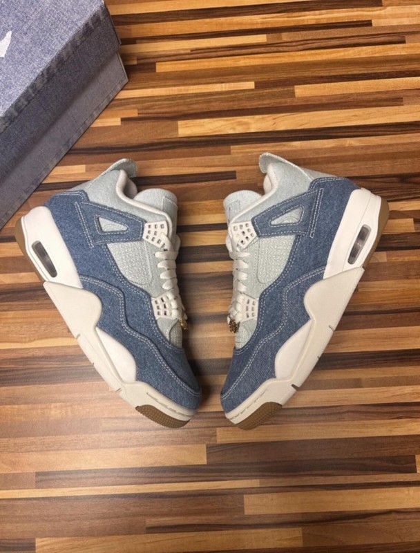 Nike Jordan 4 air retro jean white denim sail light brown blue tex 2