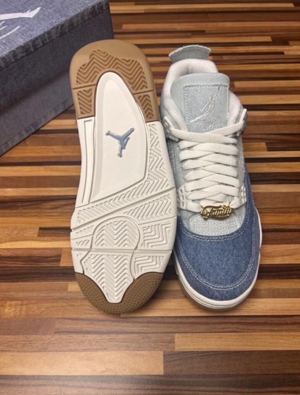 Nike Jordan 4 air retro jean white denim sail light brown blue tex 2