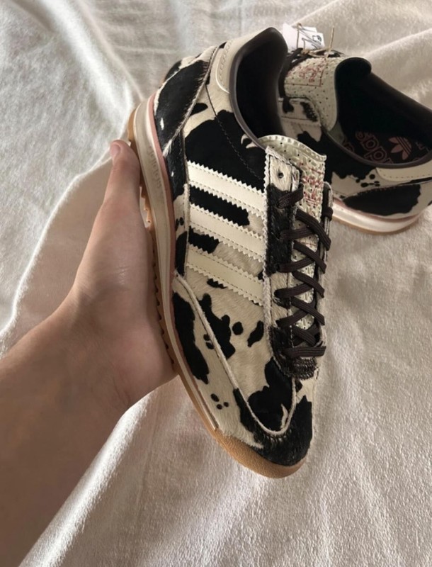 adidas Sl72 pink cow print cream white and black