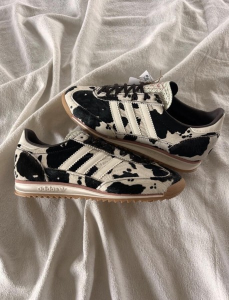 adidas Sl72 pink cow print cream white and black