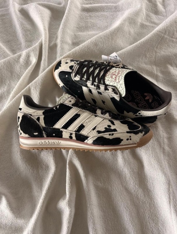 adidas Sl72 pink cow print cream white and black 2