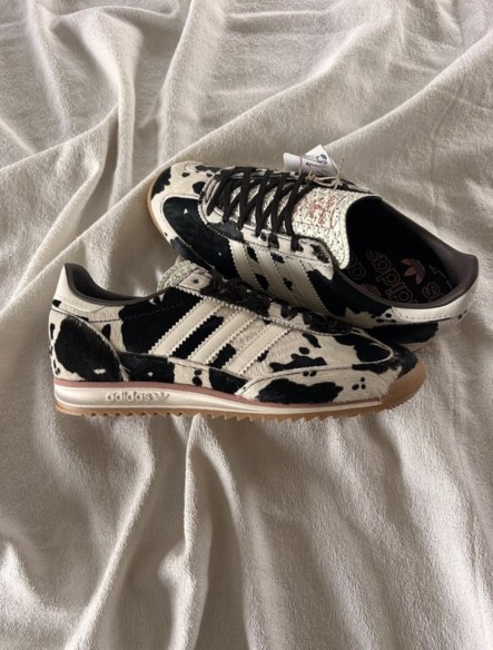 adidas Sl72 pink cow print cream white and black