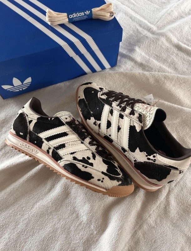 adidas Sl72 pink cow print cream white and black 2