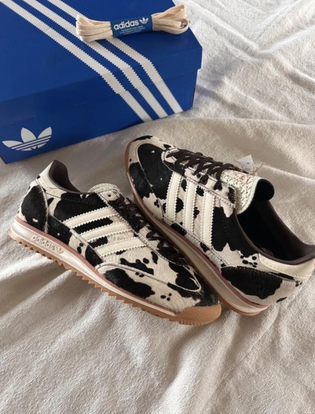 adidas Sl72 pink cow print cream white and black