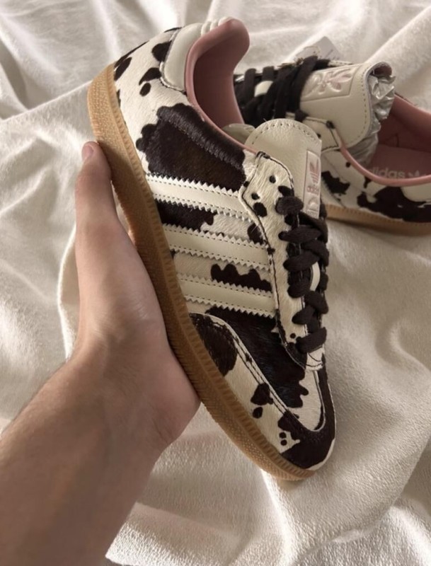 adidas samba cow print white and black pink 2