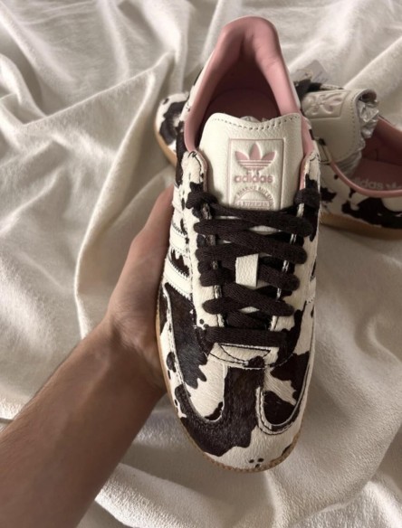 adidas samba cow print white and black pink