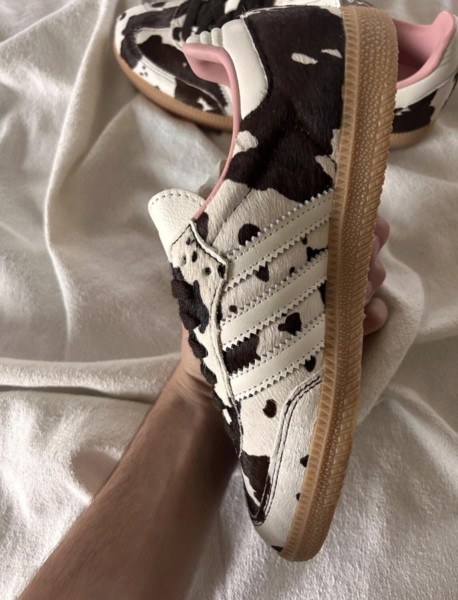 adidas samba cow print white and black pink