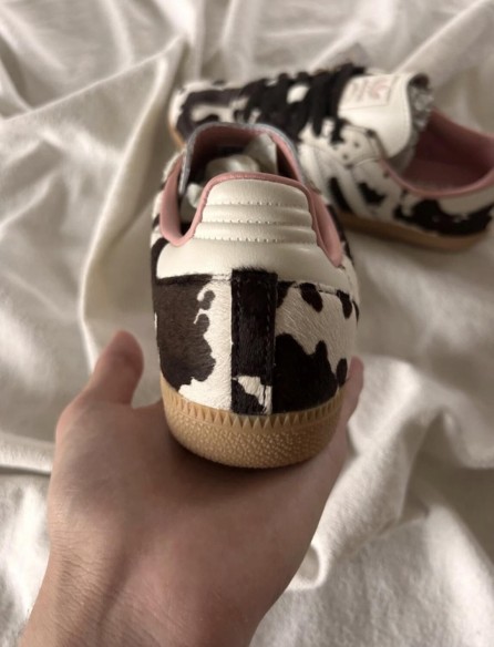 adidas samba cow print white and black pink