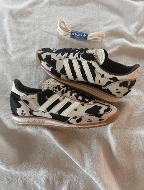 adidas Sl72 pink cow print cream white and black