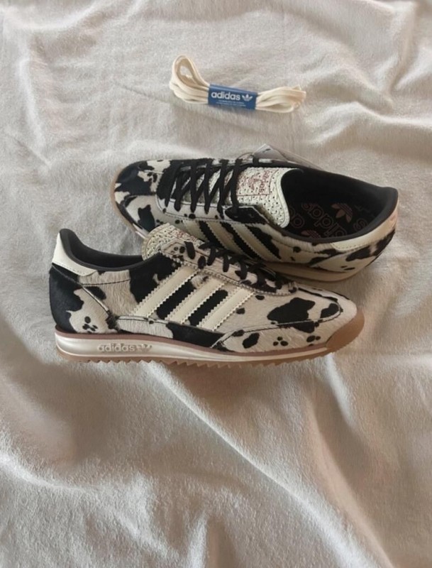 adidas Sl72 pink cow print cream white and black 2