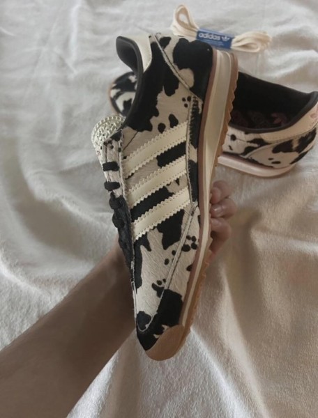 adidas Sl72 pink cow print cream white and black