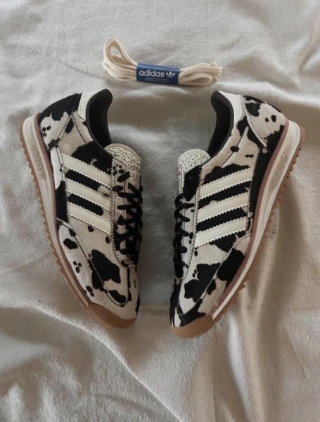 adidas Sl72 pink cow print cream white and black