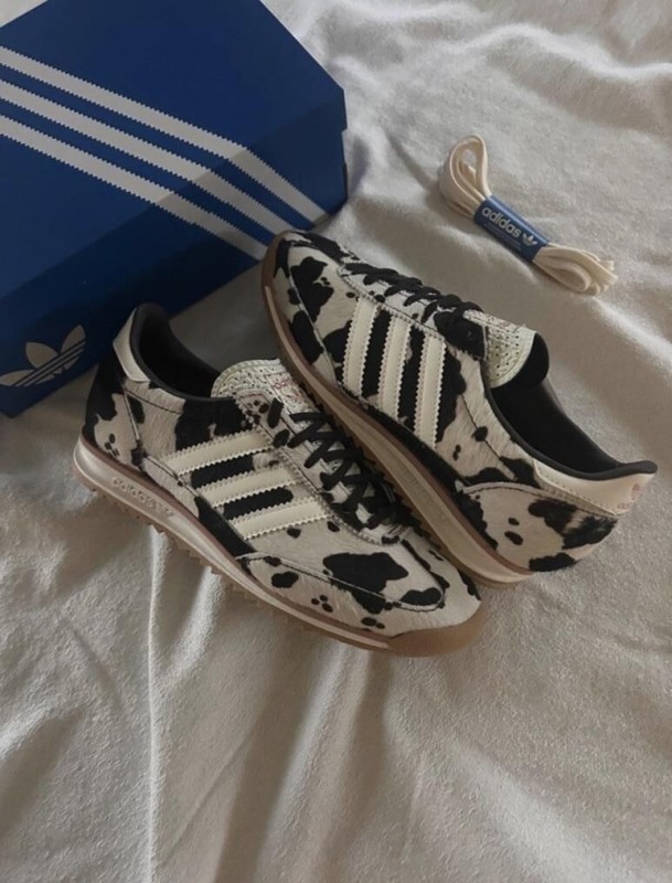 adidas Sl72 pink cow print cream white and black 2