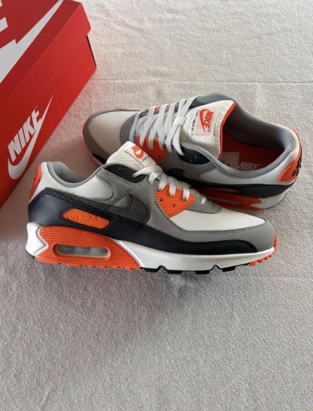 Nike airmax 90 white summit safety orange smoke grey